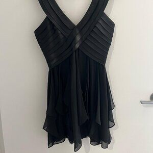 BCBG Black Chiffon Cocktail Dress | Little Black Dress LBD | Size 2P